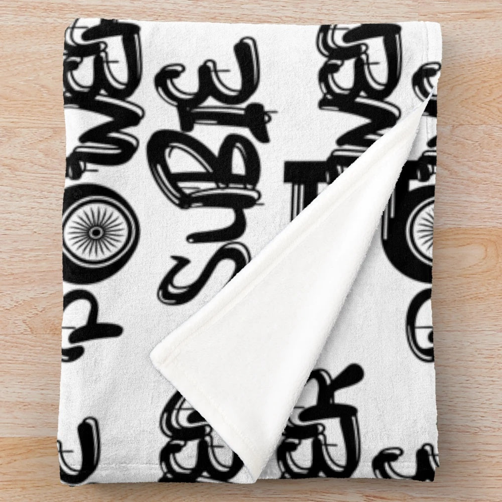 Subaru Impreza WRX STI inspired plush blanket featuring the SUBIE POWER design