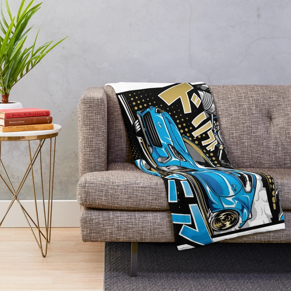 Subie BRZ 2022 inspired plush blanket with Subaru and initial D inspired design