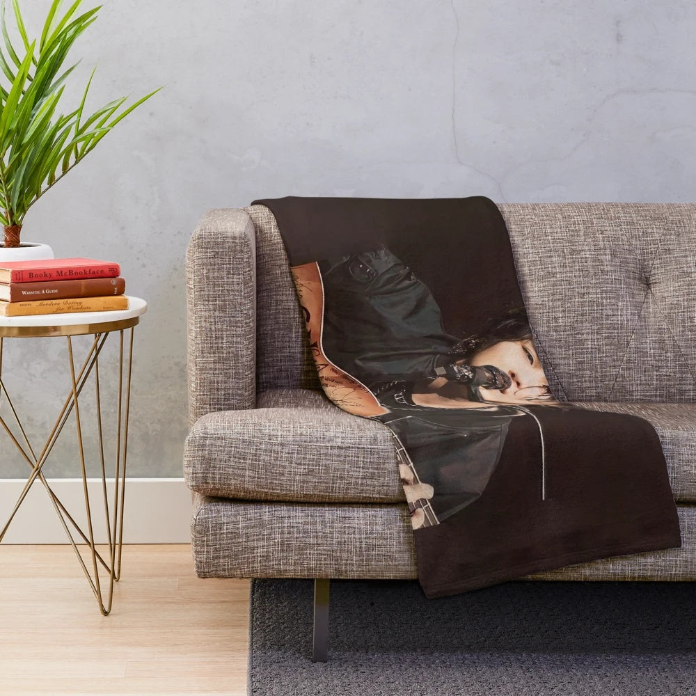 Plush blanket featuring an illustration of BTS member Min Yoongi, also known as Suga or Agust D