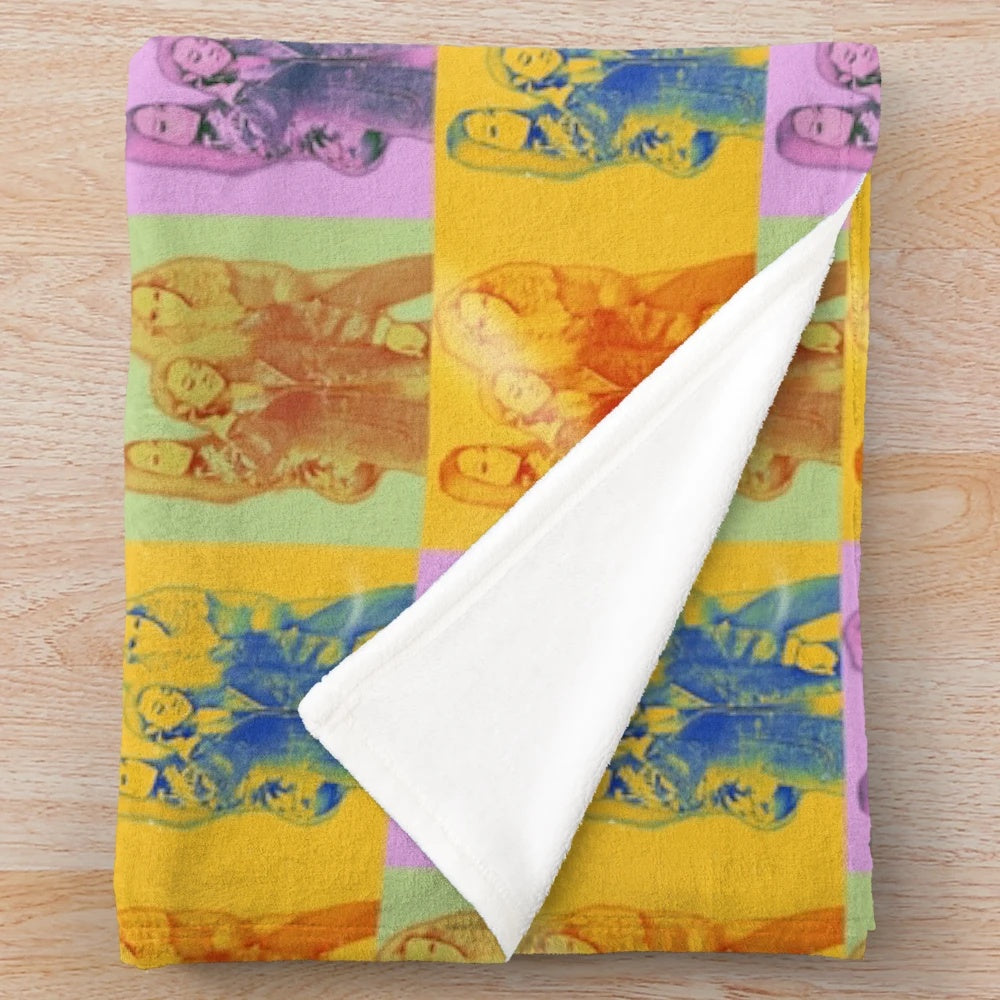 Sugababes-inspired plush blanket with the band's iconic pattern design
