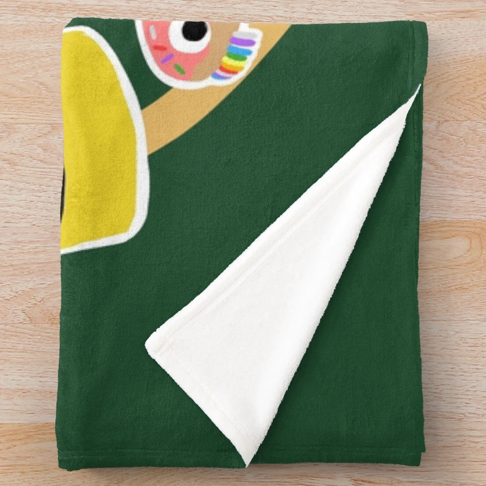 Sugarpine Woods inspired Bugsnax characters bookbag with grumpus plush blanket