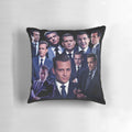 A collage pillow design featuring iconic suits and styles from the character Harvey Specter.