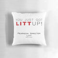 Suits "LITT UP!" Decorative Pillow with Pearson Specter Litt Law Firm Logo