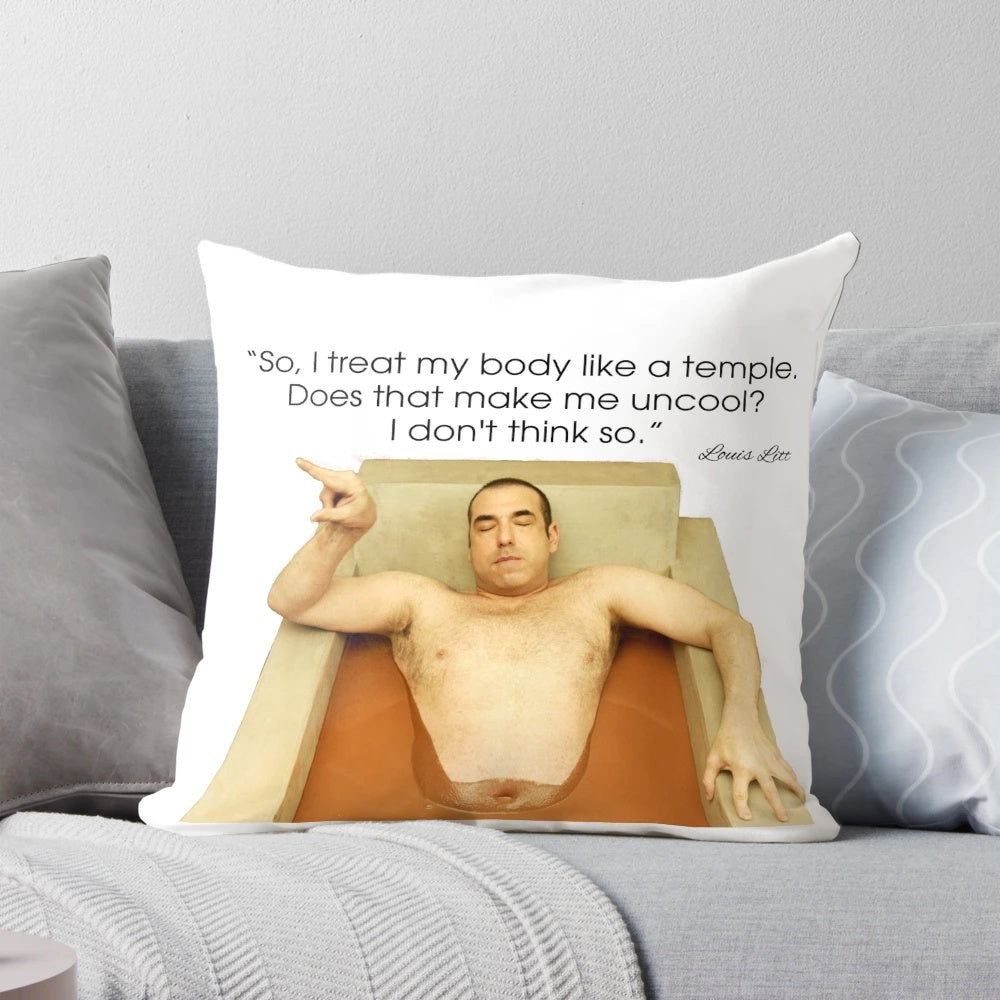 Decorative Suits TV Show inspired pillow featuring a quote from the character Louis Litt