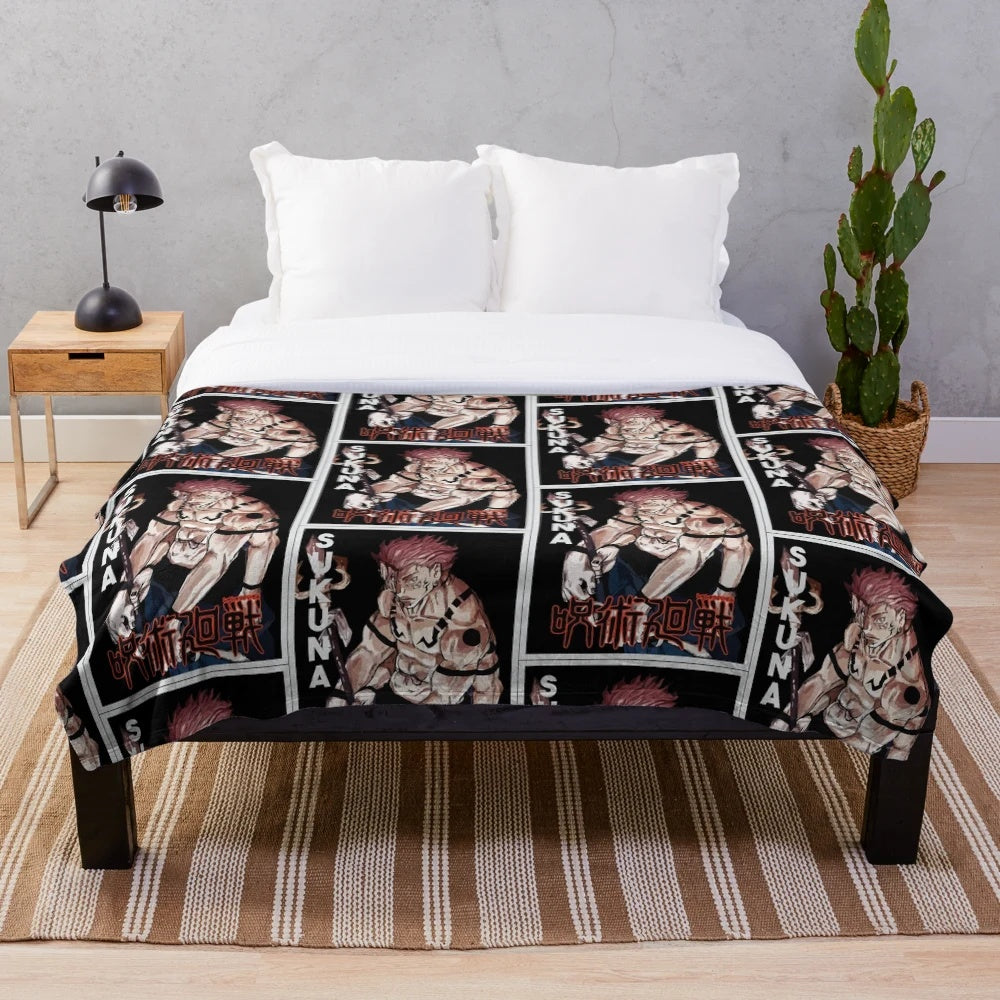 Sukuna anime inspired plush blanket featuring the popular character