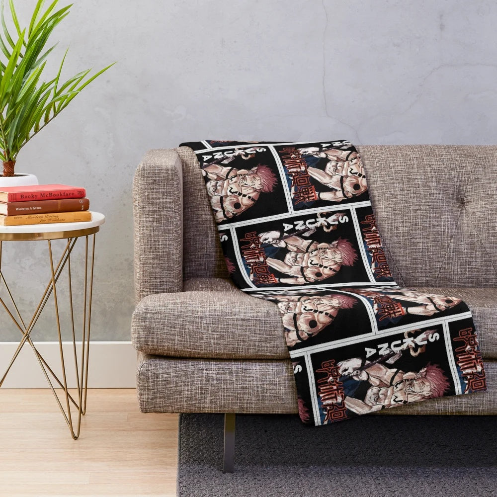 Sukuna anime inspired plush blanket featuring the popular character