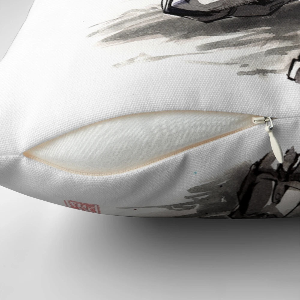 Mass Effect Garrus Vakarian Sumie-style pillow with Japanese calligraphy