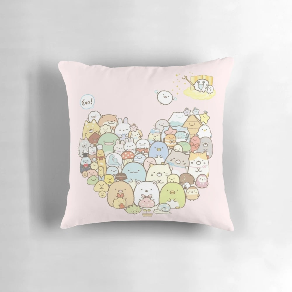 Sumikko Gurashi plush pillow featuring the beloved characters like Tokage, Shirokuma, and Neko Cat
