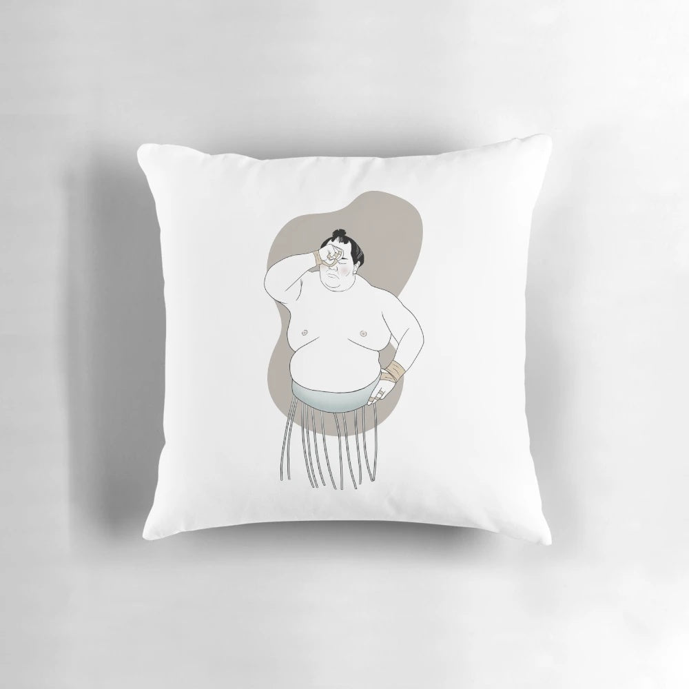 Sumo wrestler Hokutofuji rikishi pillow, featuring the authentic Japanese grand sumo tournament wrestler.