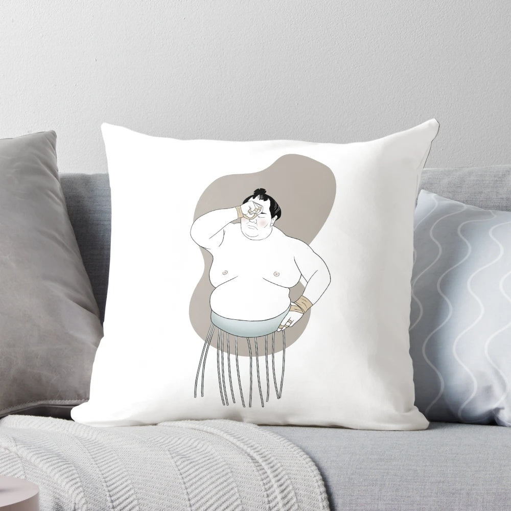Sumo wrestler Hokutofuji rikishi pillow, featuring the authentic Japanese grand sumo tournament wrestler.