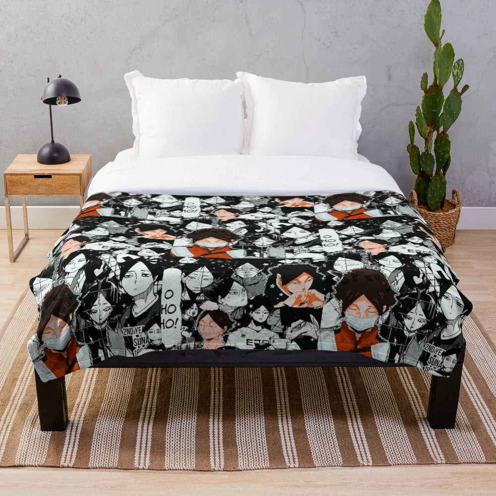 Suna Rintarou manga collage design plush blanket for Haikyuu fans