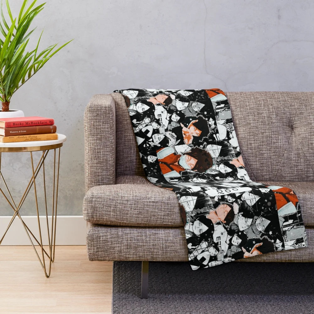 Suna Rintarou manga collage design plush blanket for Haikyuu fans