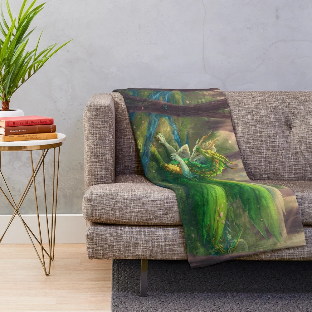 Sundew and Willow inspired plush blanket featuring Wings of Fire themes and nature-inspired designs