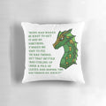 Sundew-themed pillow featuring a literary quote, part of the Wings of Fire book series