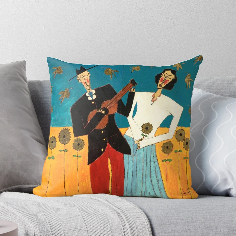 Sunflower Couple Pillow - Vibrant and Decorative Floral Pillow for Home