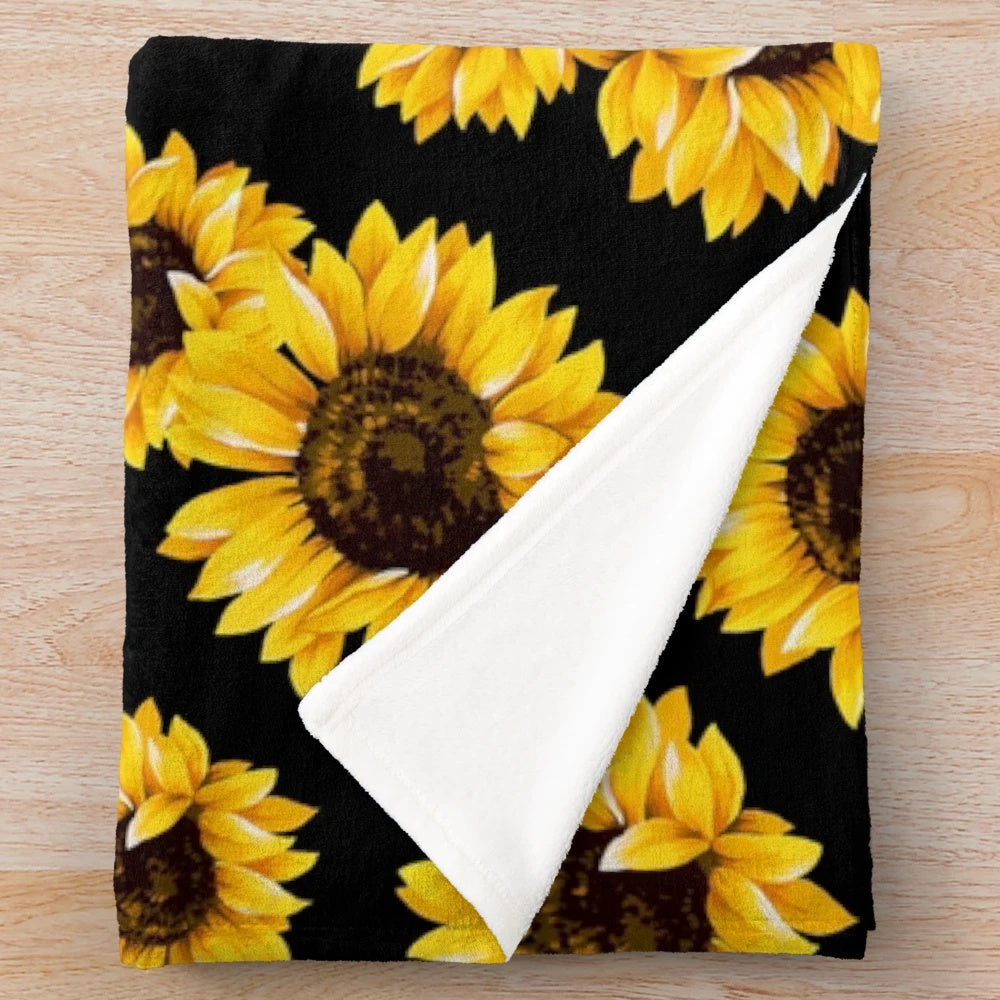Sunflower floral pattern plush blanket
