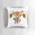 Colorful sunflower-shaped pillow with a uterus design, representing women's health and menstrual pride.