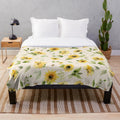 Sunflowers and bees floral plush blanket