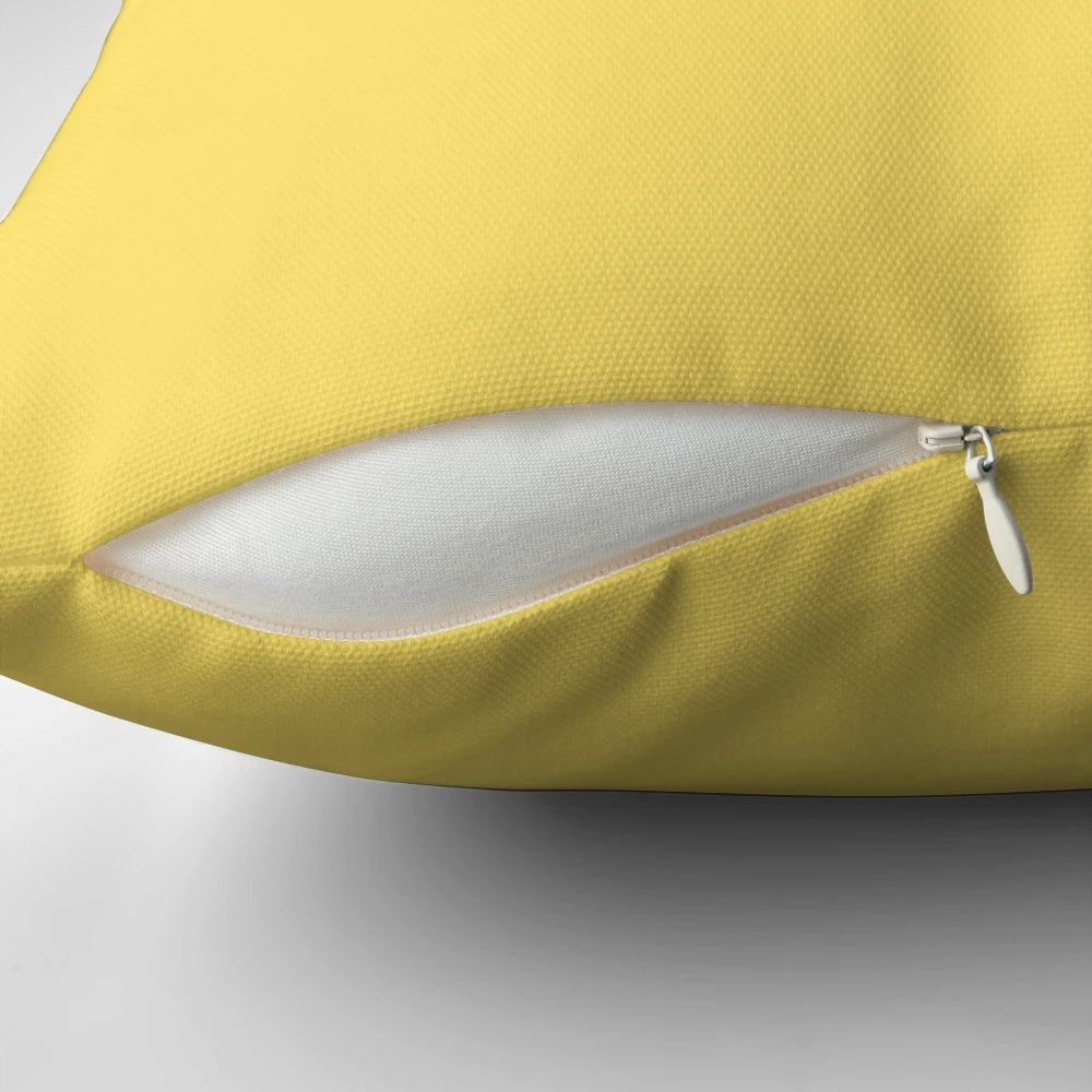 Vibrant "You Are My Sunshine" graphic throw pillow in yellow and white
