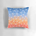Vibrant geometric pillow with sunrise-inspired colors and patterns, perfect for home decor and supporting hospice care.
