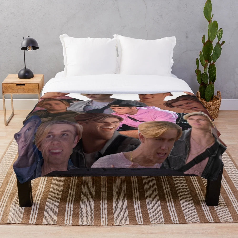 Sunset Curve Alex Plush Blanket featuring the character from the JATP TV show