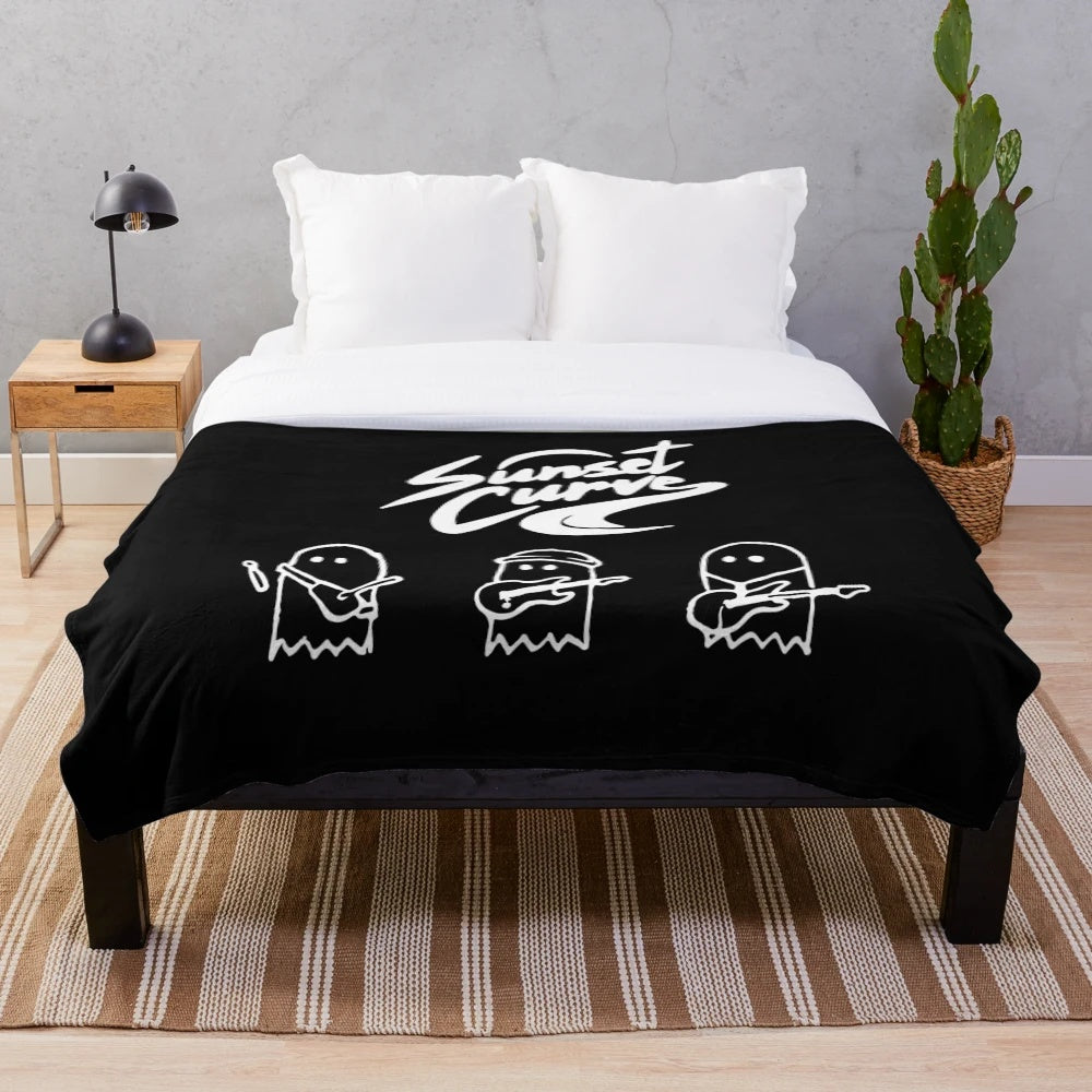 Sunset Curve Ghosties Plush Blanket - A cozy fan-inspired blanket featuring the beloved characters from Julie and the Phantoms