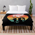 Sunset Curve inspired plush blanket featuring the band logo and characters from the Netflix series Julie and The Phantoms