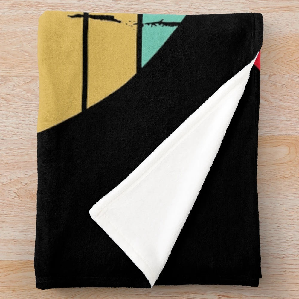 Sunset Curve inspired plush blanket featuring the band logo and characters from the Netflix series Julie and The Phantoms