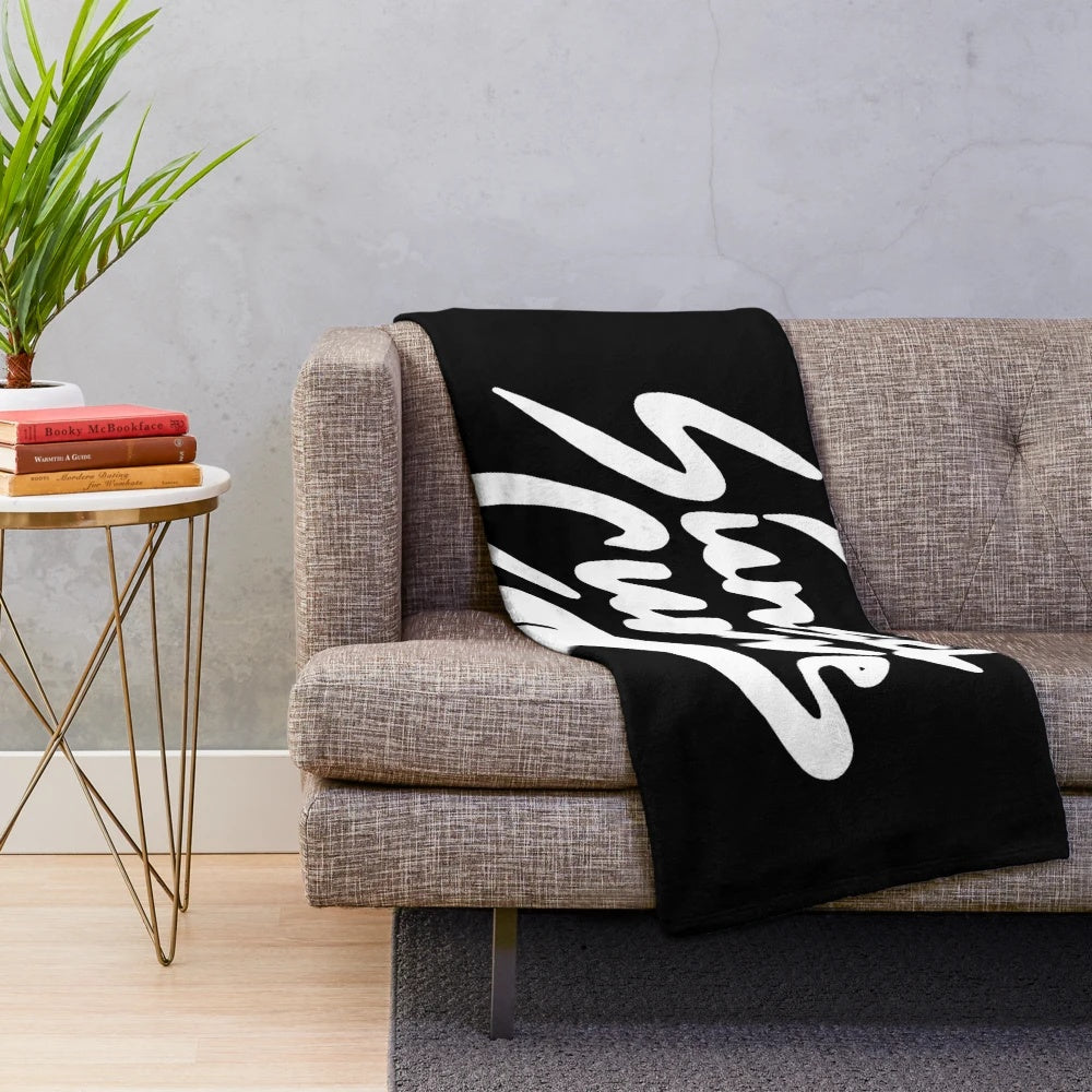 Sunset Curve Inspired Plush Blanket with White Logo Design
