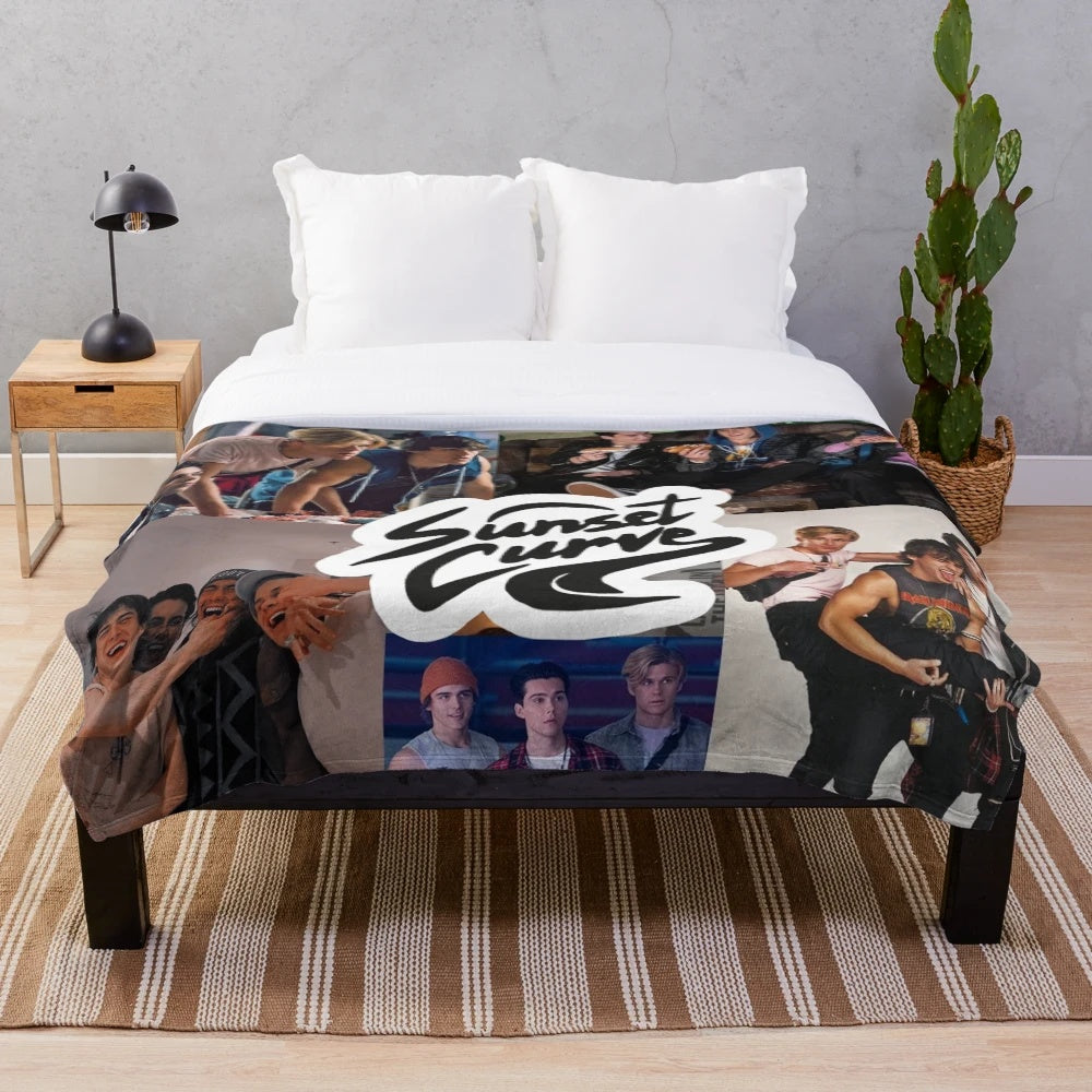 Sunset Curve Collage Plush Blanket from JATP