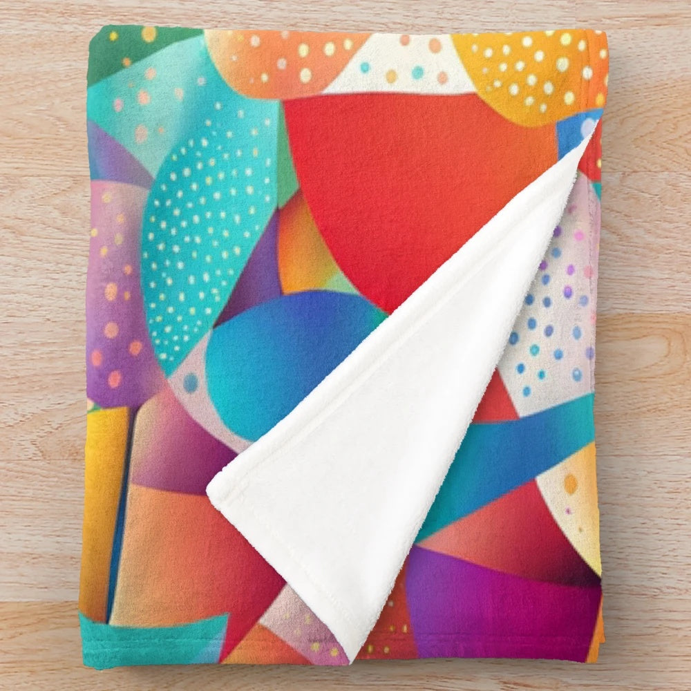 Soft and plush blanket with abstract sunset ocean wave patterns