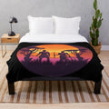 Sunset Warriors African Tradition Inspired Synthwave Plush Blanket