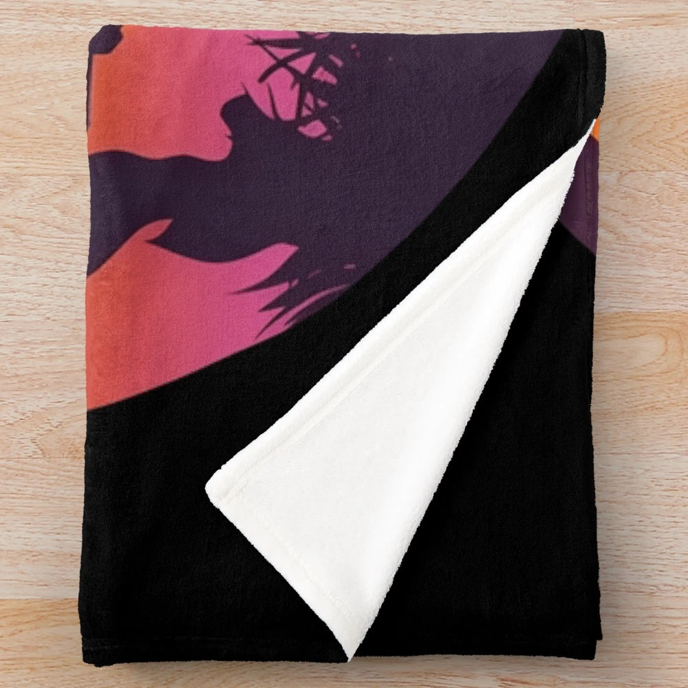 Sunset Warriors African Tradition Inspired Synthwave Plush Blanket
