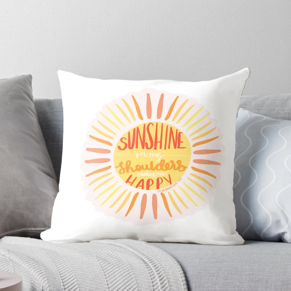 Sunshine-themed pillow featuring a cozy, nature-inspired design