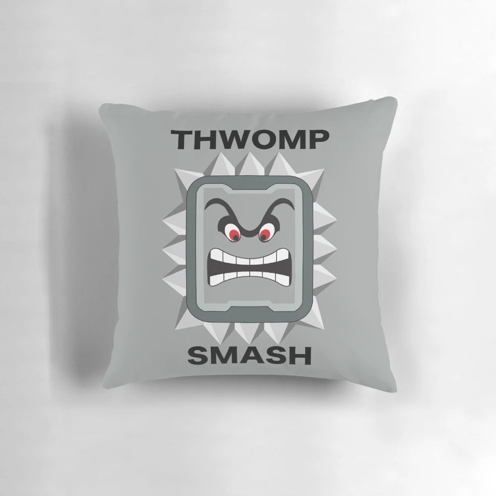 Thwomp Smash Pillow - Soft, Plush Pillow Featuring a Super Mario Enemy