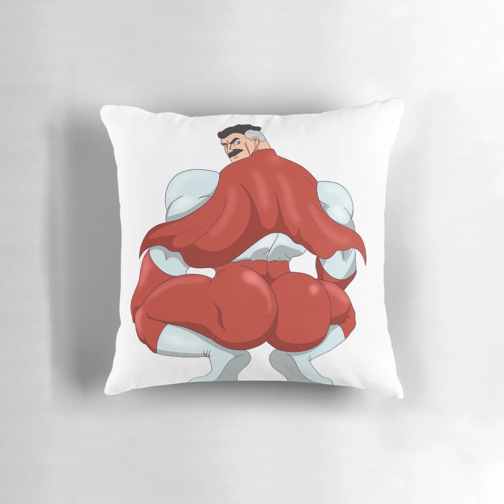 Superhero cartoon character pillow with a thick, shapely booty