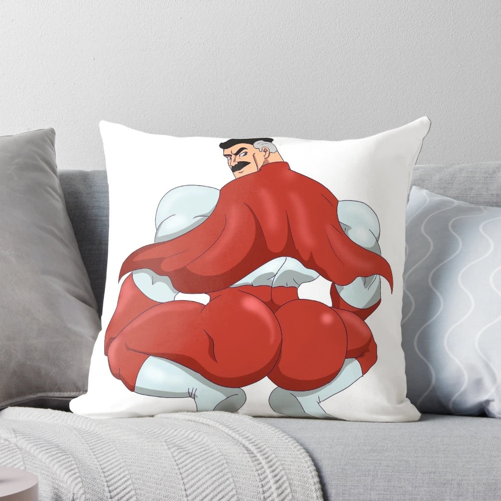 Superhero cartoon character pillow with a thick, shapely booty