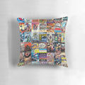 Comfortable comic con-themed pillow with vibrant superhero graphics.