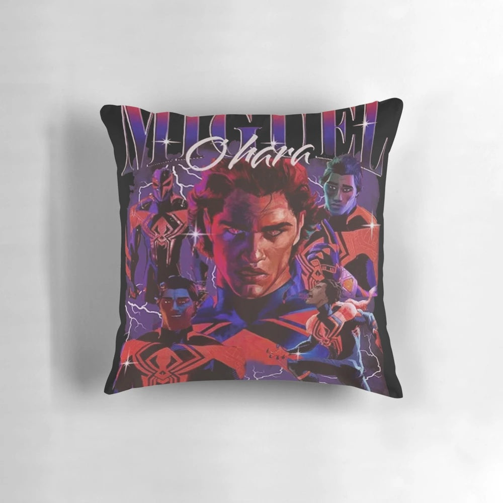 Stylized pillow featuring the character Miguel O'Hara, also known as Spider-Man 2099.