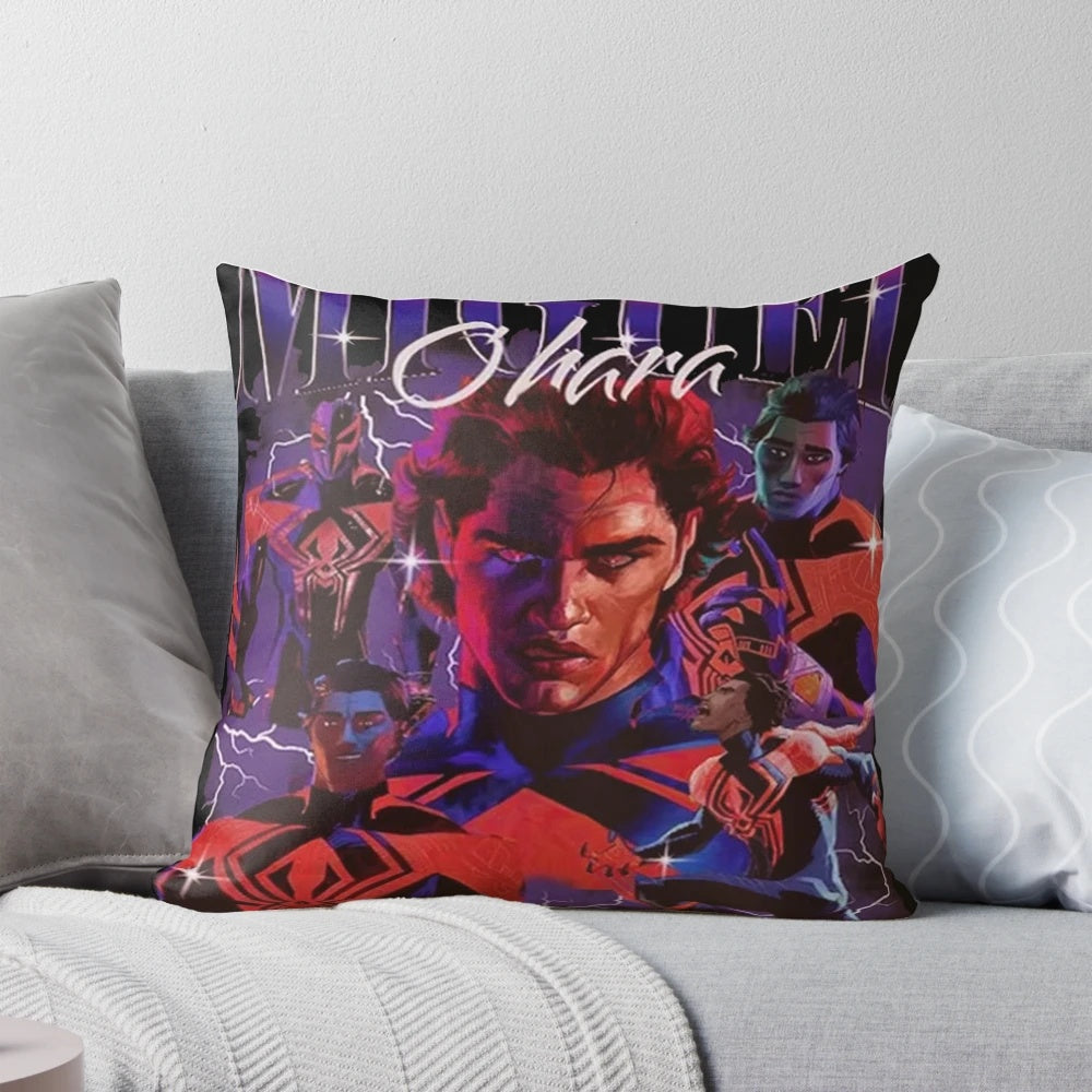 Stylized pillow featuring the character Miguel O'Hara, also known as Spider-Man 2099.