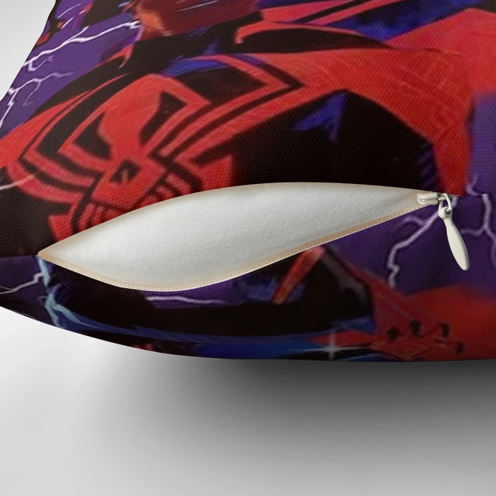 Stylized pillow featuring the character Miguel O'Hara, also known as Spider-Man 2099.