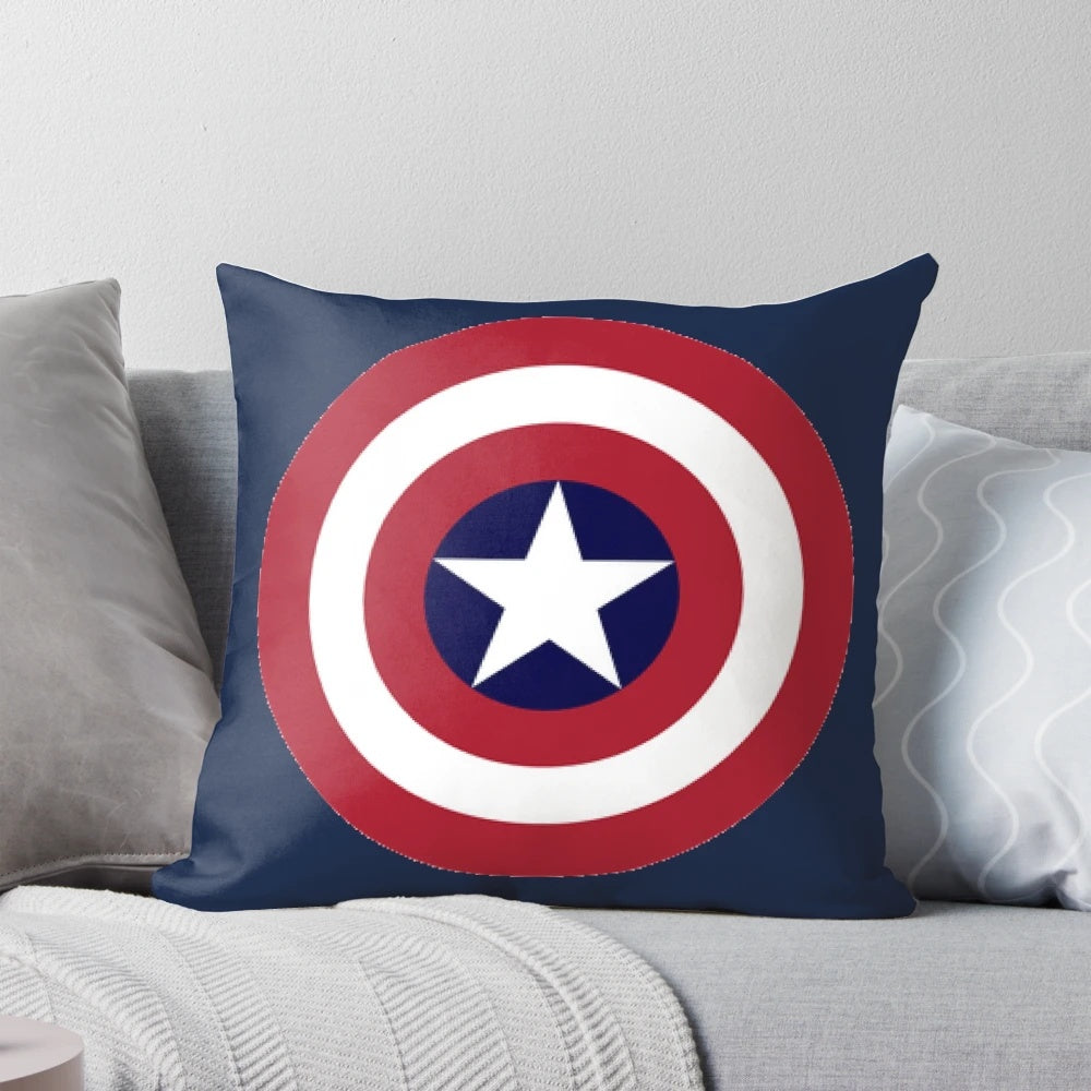 Vibrant superhero-themed pillow featuring the iconic Captain America design