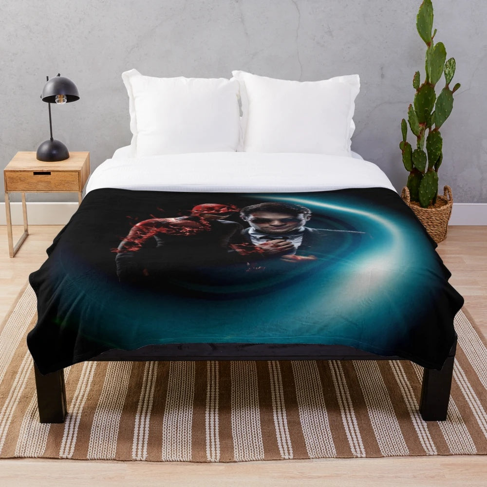 Red Devils Plush Blanket with Daredevil Superhero Design