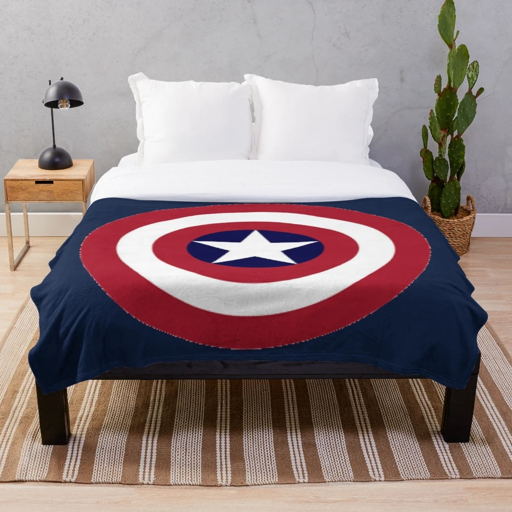 Superhero plush blanket featuring Captain America and stars
