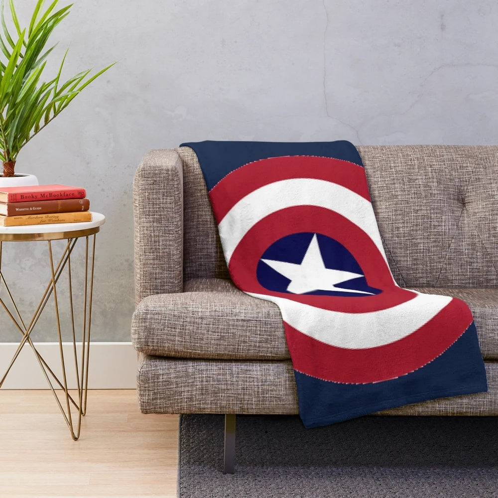Superhero plush blanket featuring Captain America and stars