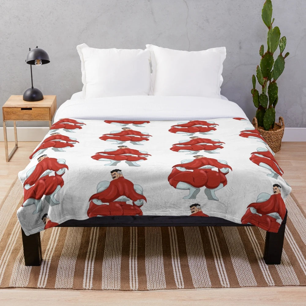 Plush blanket featuring the thick and thicc characters from the Invincible and Omni Man comics