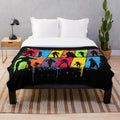 Superhero silhouette plush blanket in bright neon colors