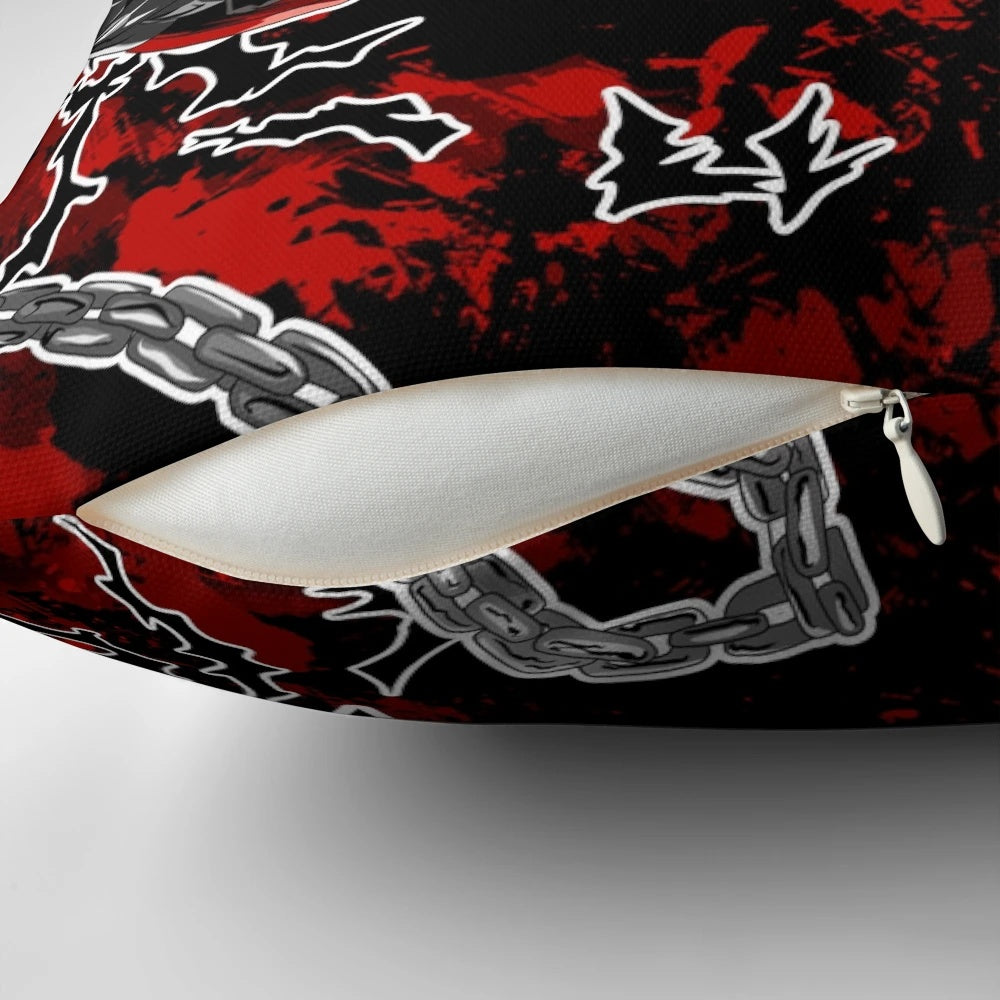 Vibrant red pillow featuring the comic book character Spawn, a popular superhero from the DC Comics and Marvel universes.