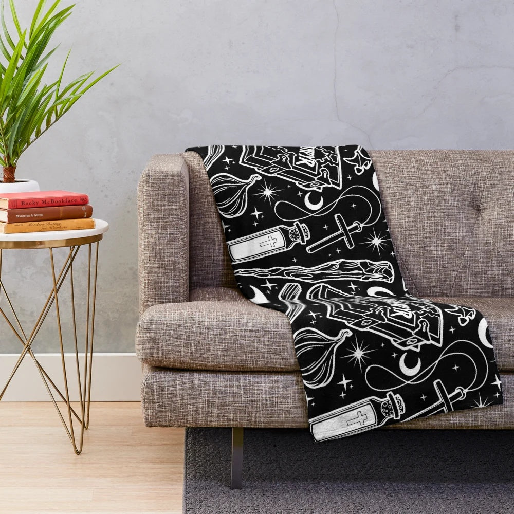 Buffy the Vampire Slayer inspired plush blanket with supernatural and gothic design