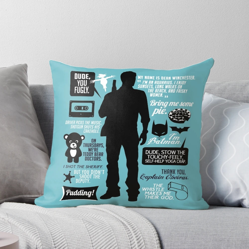 Supernatural Dean Winchester Quotes Decorative Throw Pillow